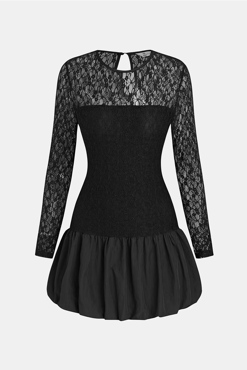 black dress for winter or Christmas, lovers . Short round neck dress