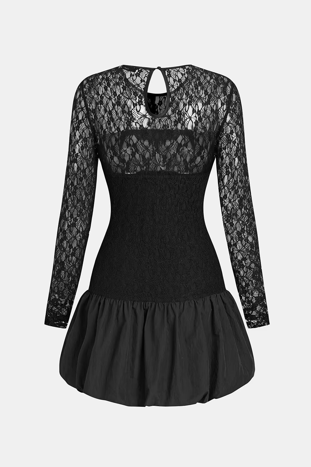 black dress for winter or Christmas, lovers . Short round neck dress